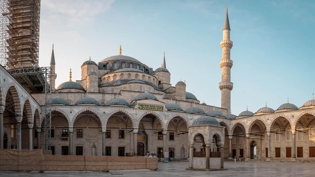 Outisde court of the blue Mosque an early morning